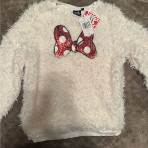 Disney Minnie White Fuzzy Sweater NWT